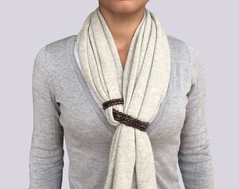 gray cashmere scarf, women cashmere scarf, cashmere wrap, scarf with jewelry