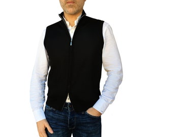 100% Pure Italian Cashmere Cardigan Vest Men - Made in Italy