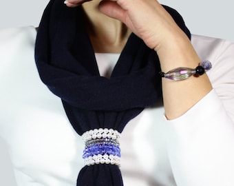 Elegant blue scarf, blue jewelry scarf, cashmere scarf