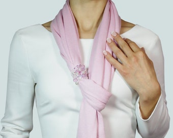 Pink cotton jewelry scarf, scarf with jewelry