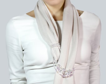 Elegant white scarf, jewelry scarf, cashmere scarf