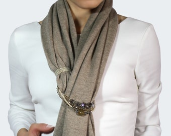 Elegant scarf, luxury scarf, handmade scarf, scarf with jewelry, cashmere wrap