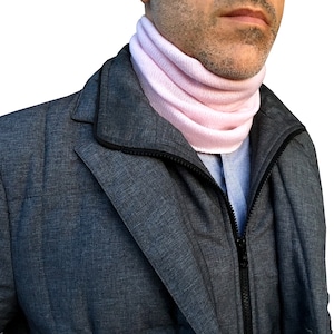 Sciarpa Unisex In Cashmere E Lana Merino Marenza – Made In Italy, Bicolore Grigio Beige Con Bottoni, Scaldacollo E Scialle Caldo