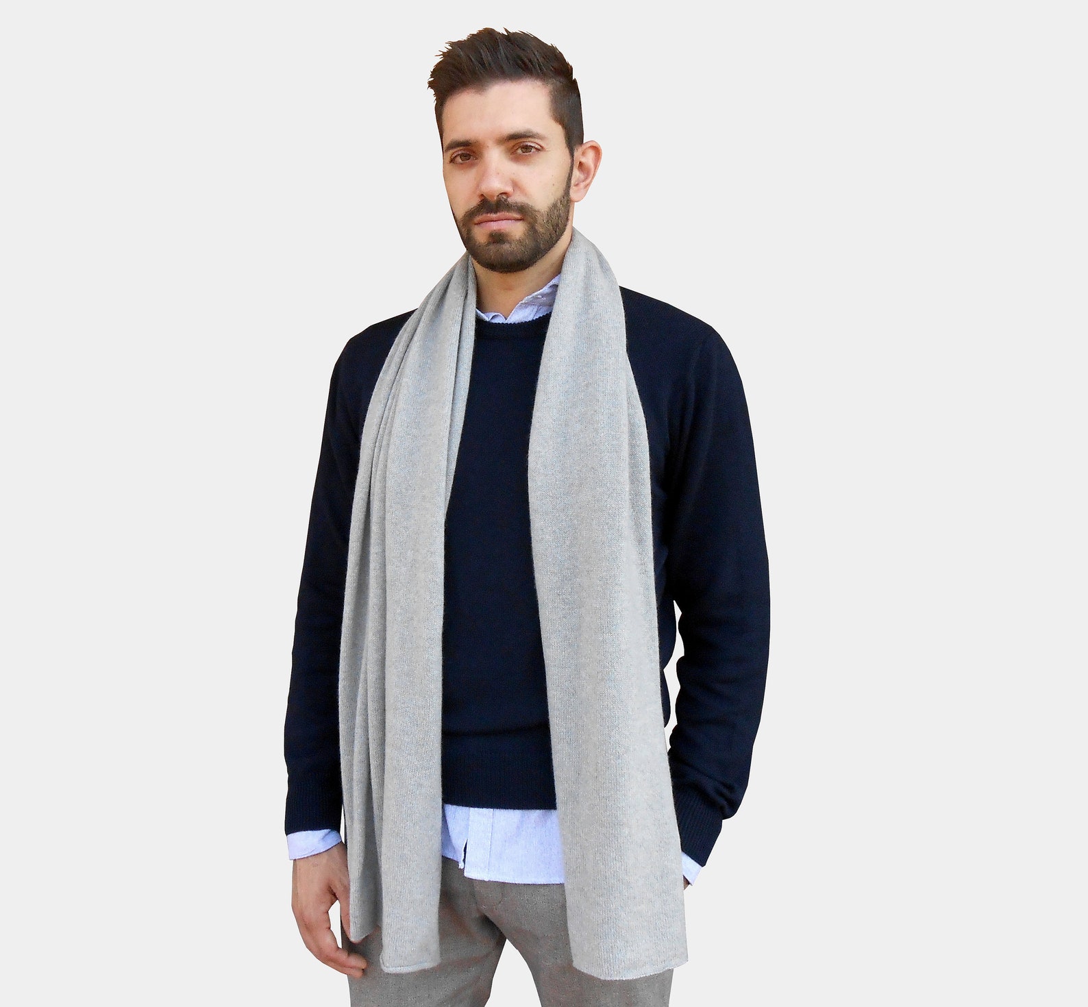 Men Cashmere Scarf in Pure Italian Cashmere Etsy