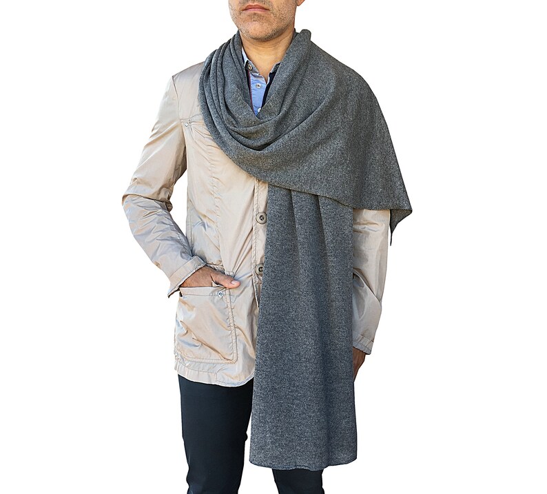 Men Cashmere Scarf Cashmere Travel Wrap Grey Scarf Etsy