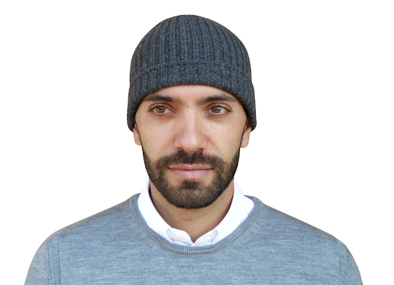 100% Cashmere Beanie Hat for Men - Made in Italy - Etsy display picture 3