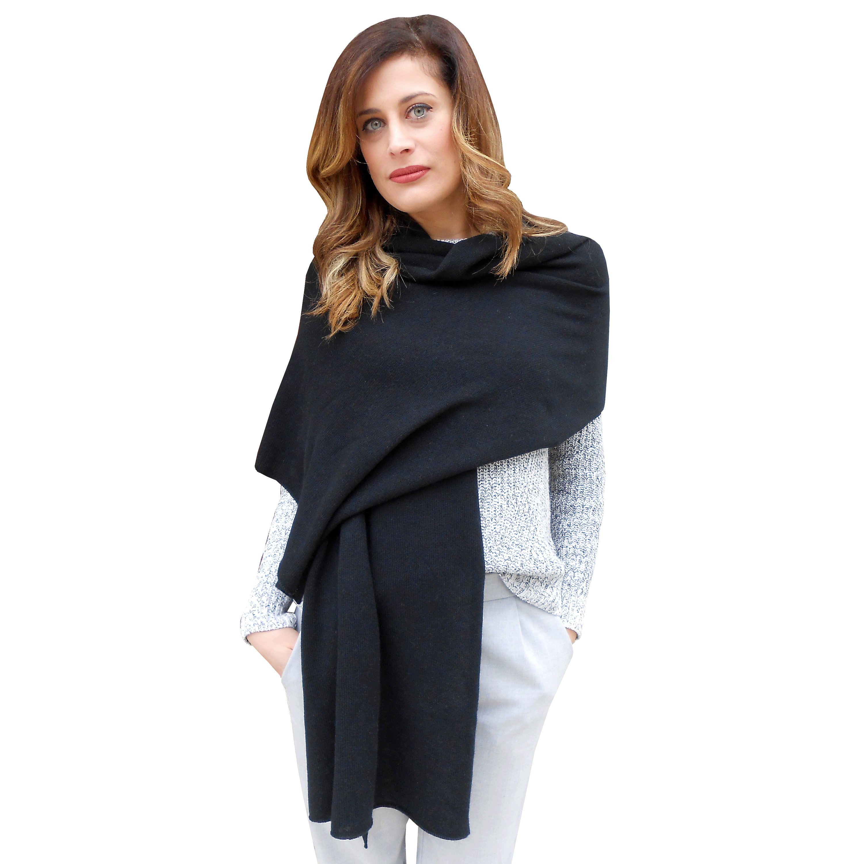 estola feminina elegante, lenço grande em pura caxemira