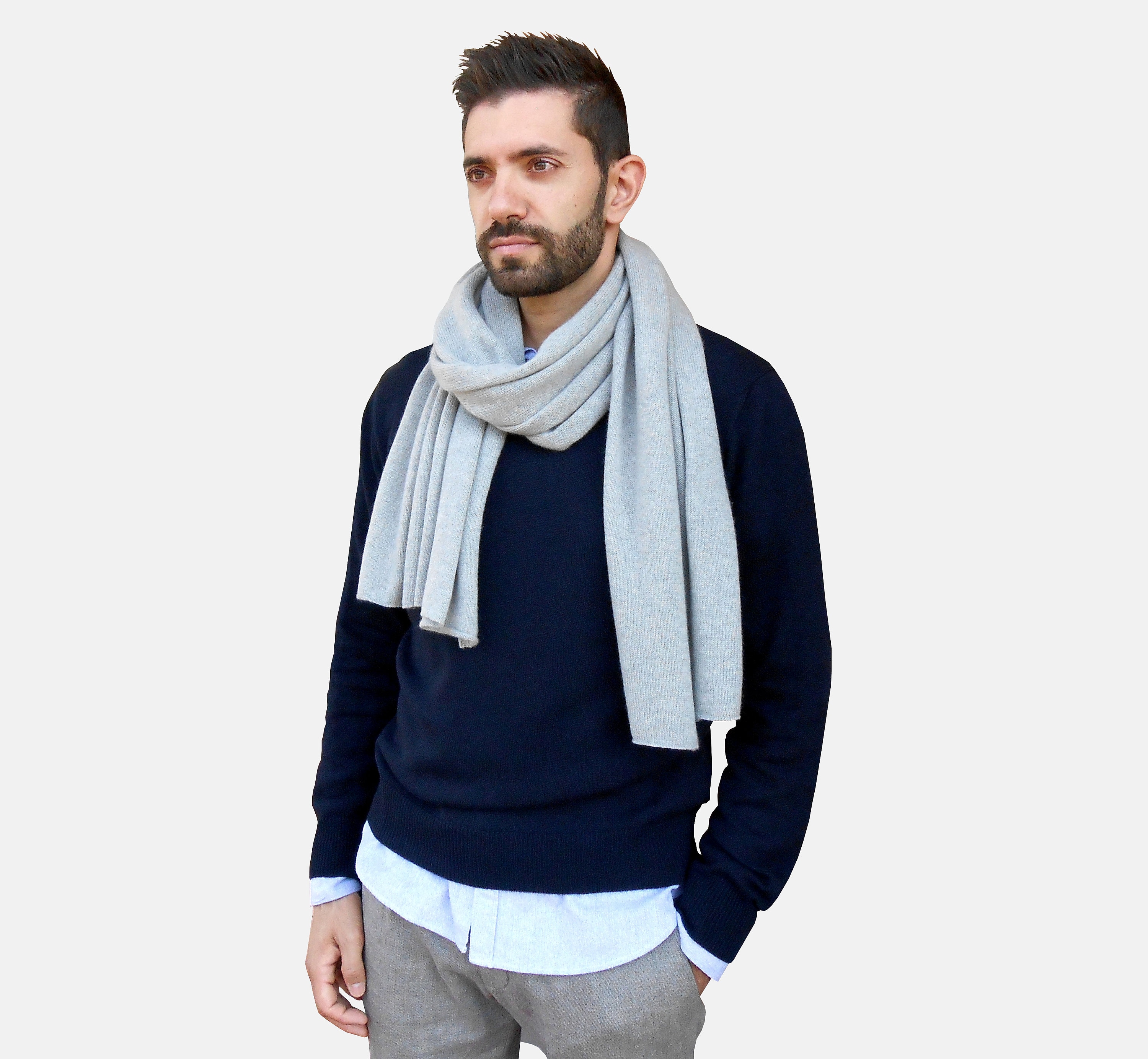Men Cashmere Scarf in Pure Italian 