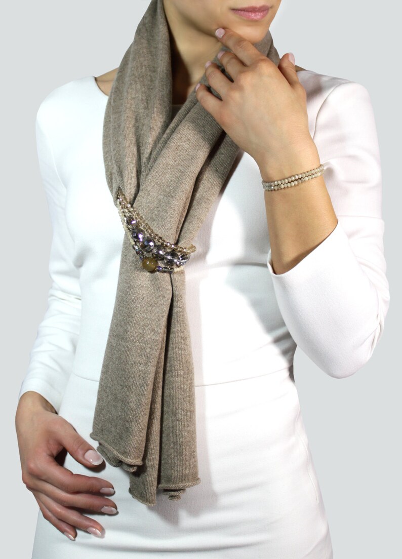 Elegant Scarf, Luxury Scarf, Handmade Scarf, Scarf With Jewelry
