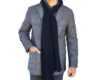 Cachecol de caxemira pura para homem em azul marinho