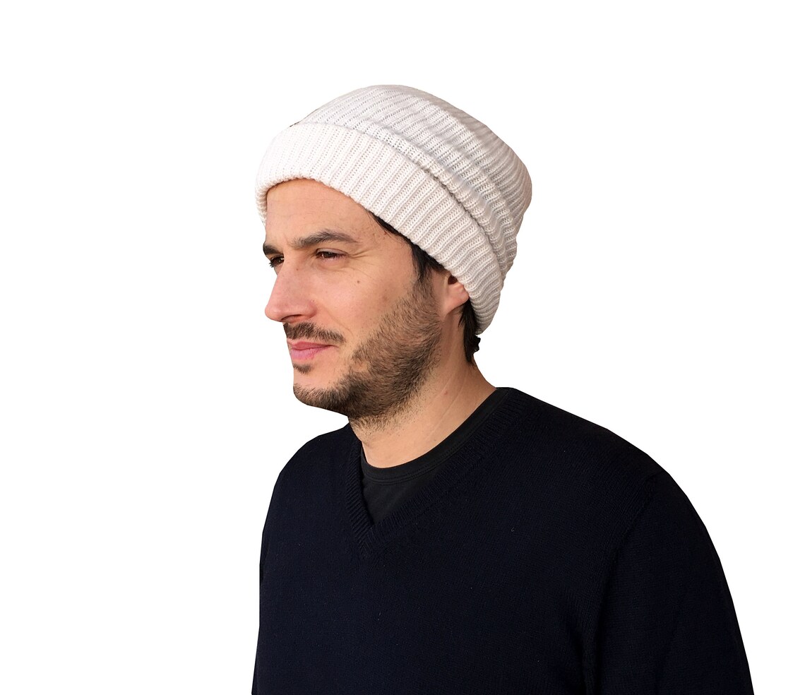 100 Cashmere beanie slouchy men Made in Italy Etsy