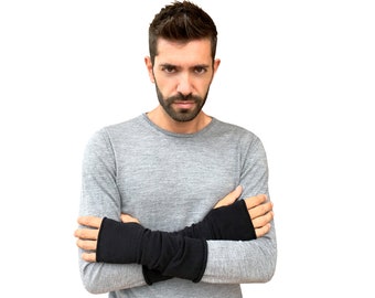 Cashmere Fingerless Gloves Men - Grey