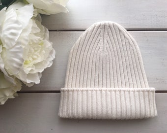 100% Cashmere beanie hat for women - Made in Italy