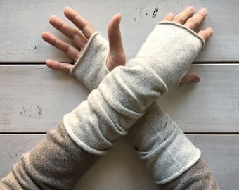 Cashmere Fingerless Gloves Men - Grey
