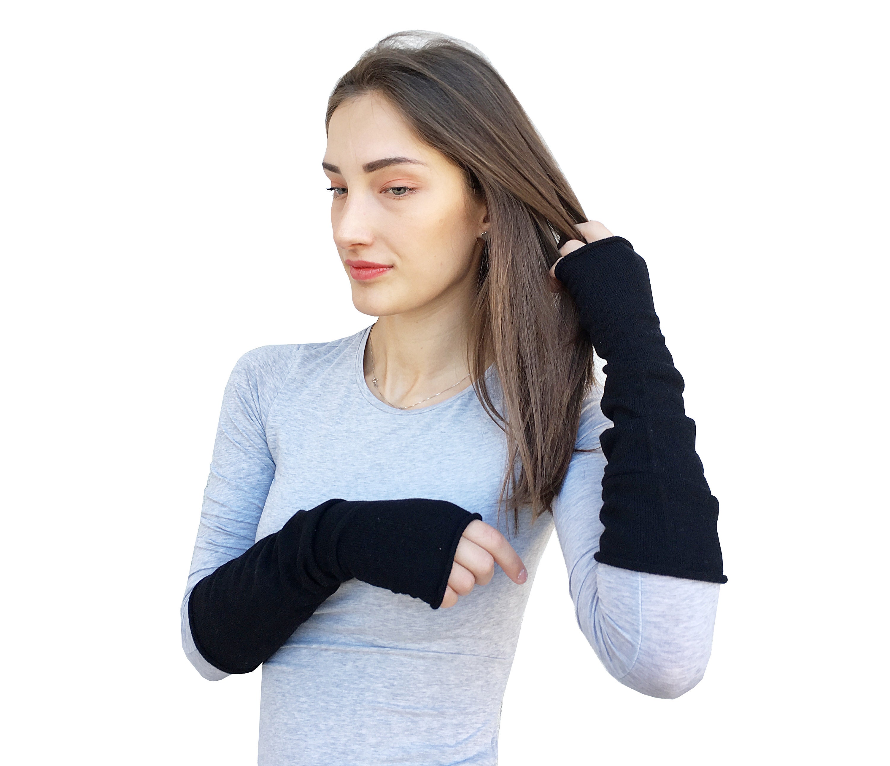 Cashmere Fingerless Gloves Women Black - Etsy
