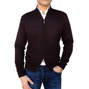 Herren Zip Cardigan Pullover Winter 100% Kaschmir - Made in Italy