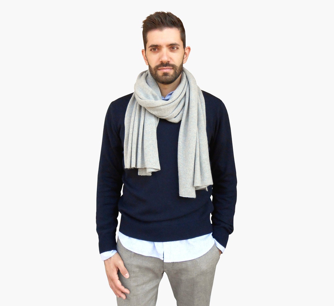 Men Cashmere Scarf in Pure Italian Cashmere Etsy
