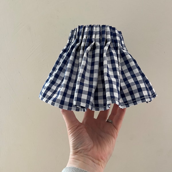 Navy gingham ruffle candle clip shade