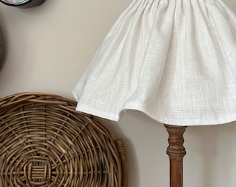 large white linen ruffle shade