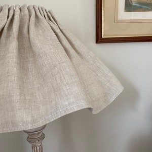Large linen oatmeal ruffle lampshade