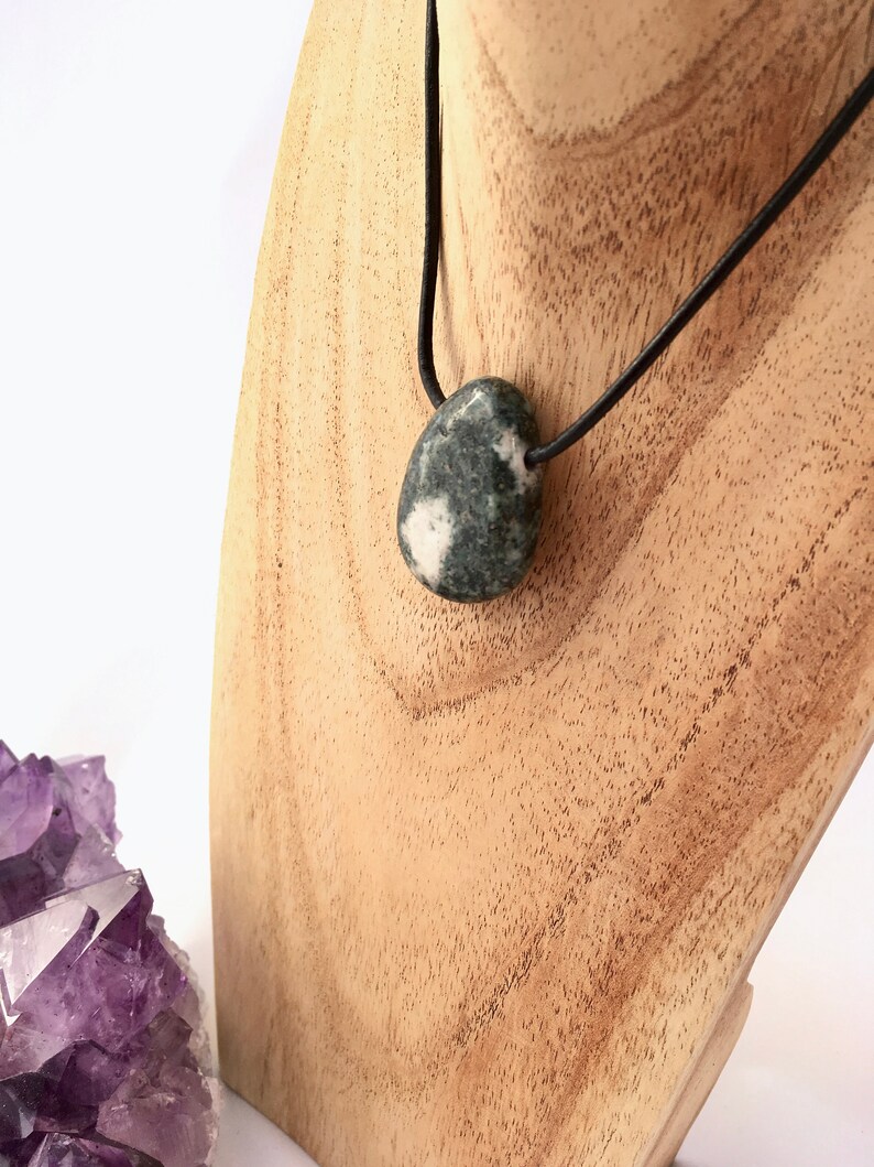 Stonehenge preseli bluestone pendant with neck-cord, stone pendant suitable for both men and women, ancient stone pendant image 2