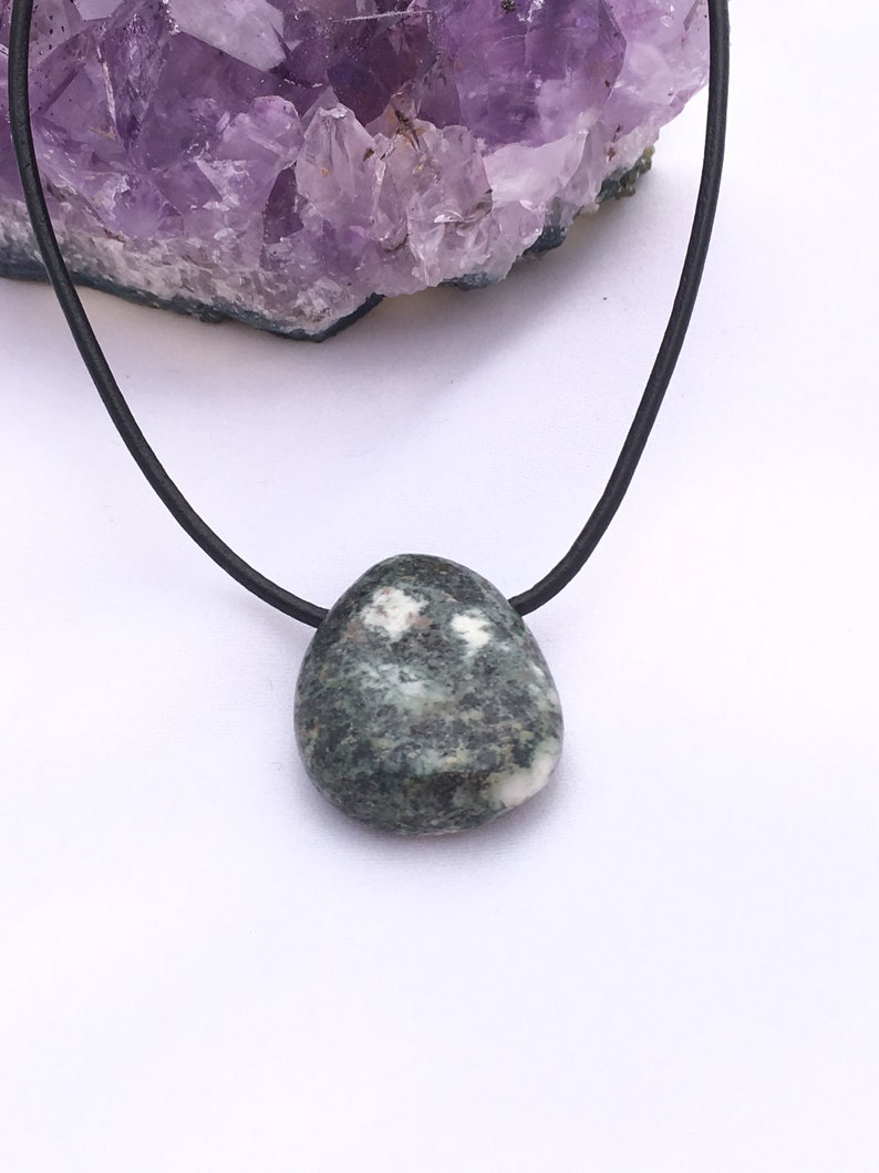 Stonehenge preseli bluestone pendant with neck-cord, stone pendant suitable for both men and women, ancient stone pendant image 5