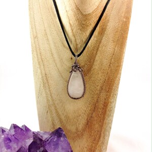Rose quartz pendant, rose quartz necklace, wire wrapped pendant, crystal necklace, pink necklace, gift for her, heart chakra, pink crystals