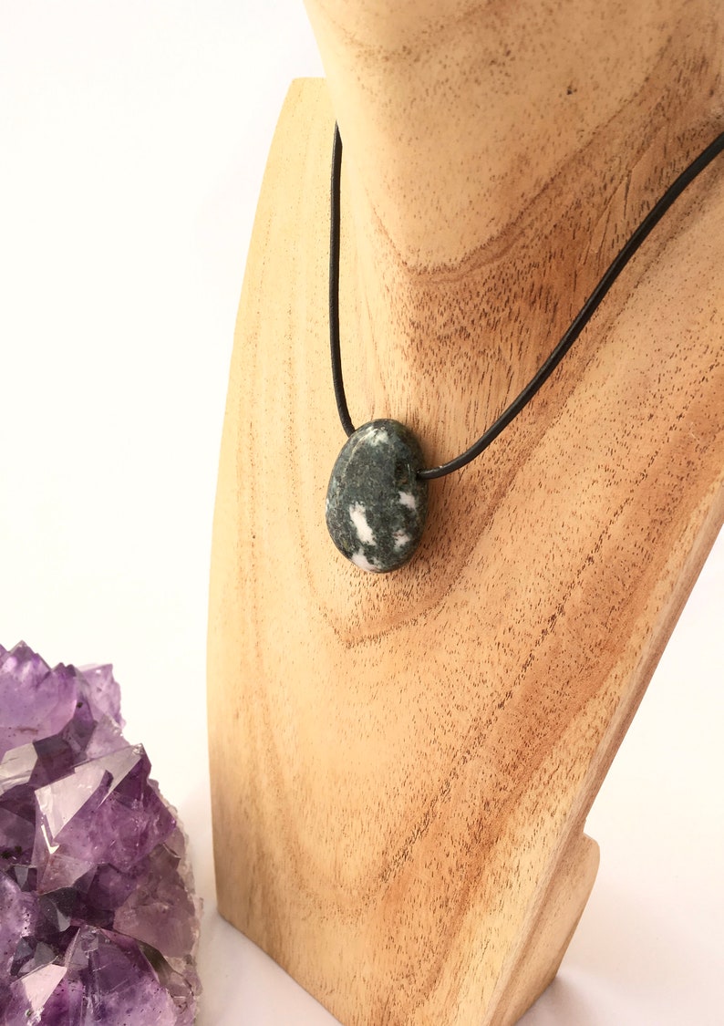 Stonehenge preseli bluestone pendant with neck-cord, stone pendant suitable for both men and women, ancient stone pendant image 1