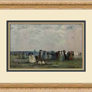 Eugene Boudin zwemmers op het strand van Trouville op maat ingelijste print