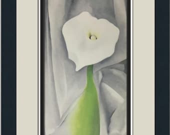 Georgia O'Keeffe Calla lelie op grijze ingelijste print