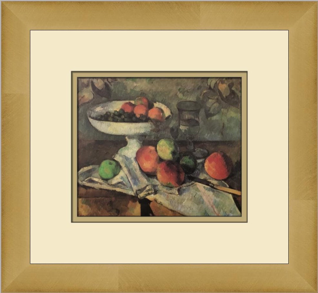 Paul Cezanne Still Life Compotier Fruit and Glass Custom Framed Print