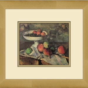Paul Cezanne Still Life Compotier Fruit and Glass Custom Framed Print