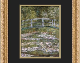 Claude Monet Japanese Bridge over a Water Lily Pond Custom Framed Print
