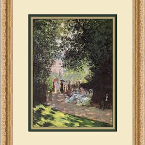 Claude Monet Partitians enjoying the Park in Monceau Custom Framed Print