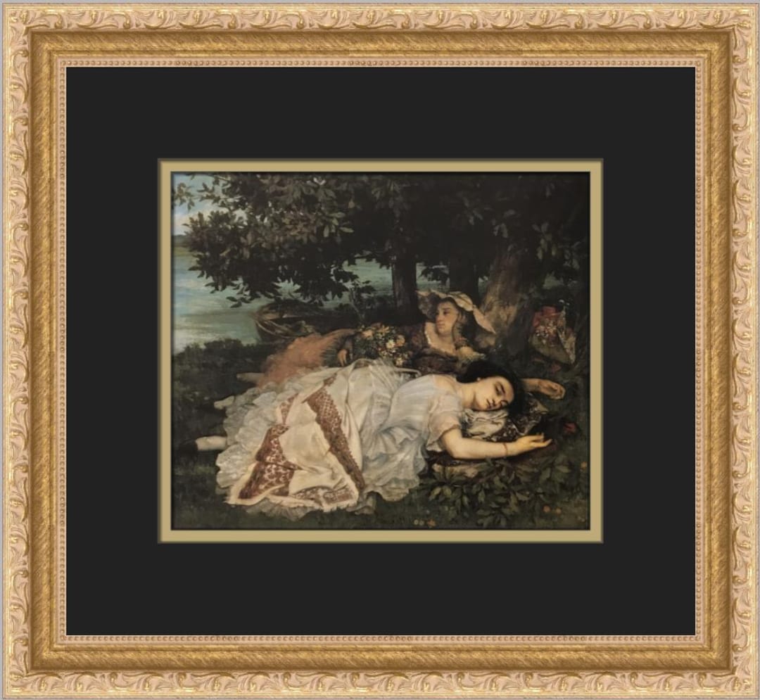 ギュスターヴ・クールベ セーヌ川のほとりの娘たち カスタムフレーム