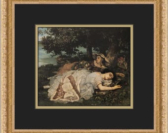 ギュスターヴ・クールベ セーヌ川のほとりの娘たち カスタムフレーム