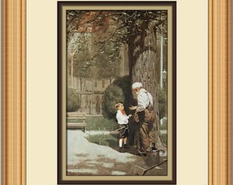 Impresión enmarcada personalizada de Norman Rockwell Gramercy Park