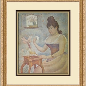 Georges Seurat Jovem Mulher Passando Pó No Nariz Impressão Emoldurada Personalizada
