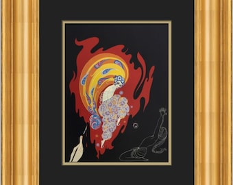 Erte Oriental Tale Custom Estampado Enmarcado