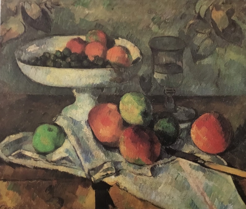 Paul Cezanne Still Life Compotier Fruit and Glass Custom Framed Print