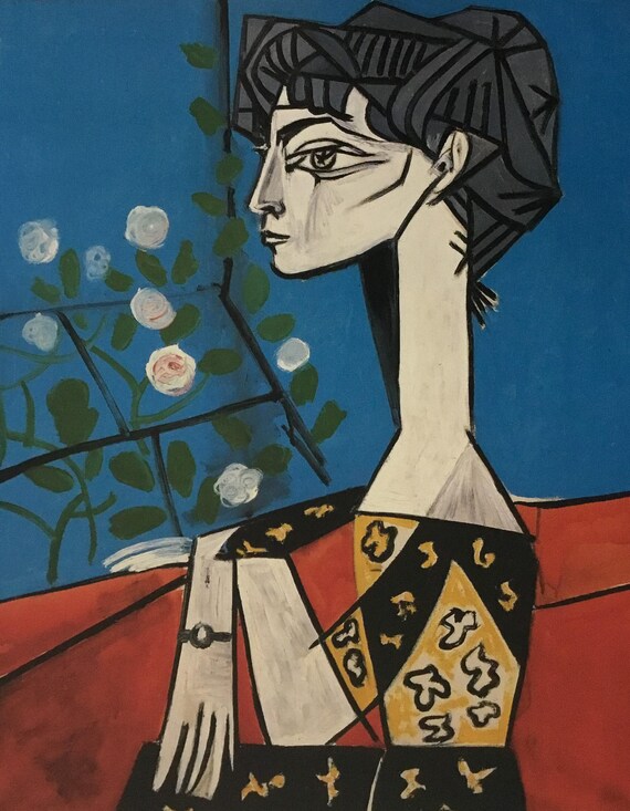 パブロ・ピカソ「花を持つジャクリーヌの肖像」カスタムフレーム