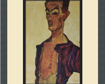 Egon Schiele Selbstportrait Grimmercing Individuell gerahmter Druck