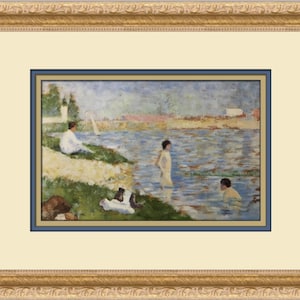 Impressão emoldurada personalizada Georges Seurat Banhistas na água
