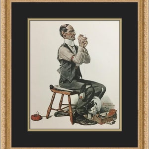 Norman Rockwell Man Threading A Needle Custom Framed Print