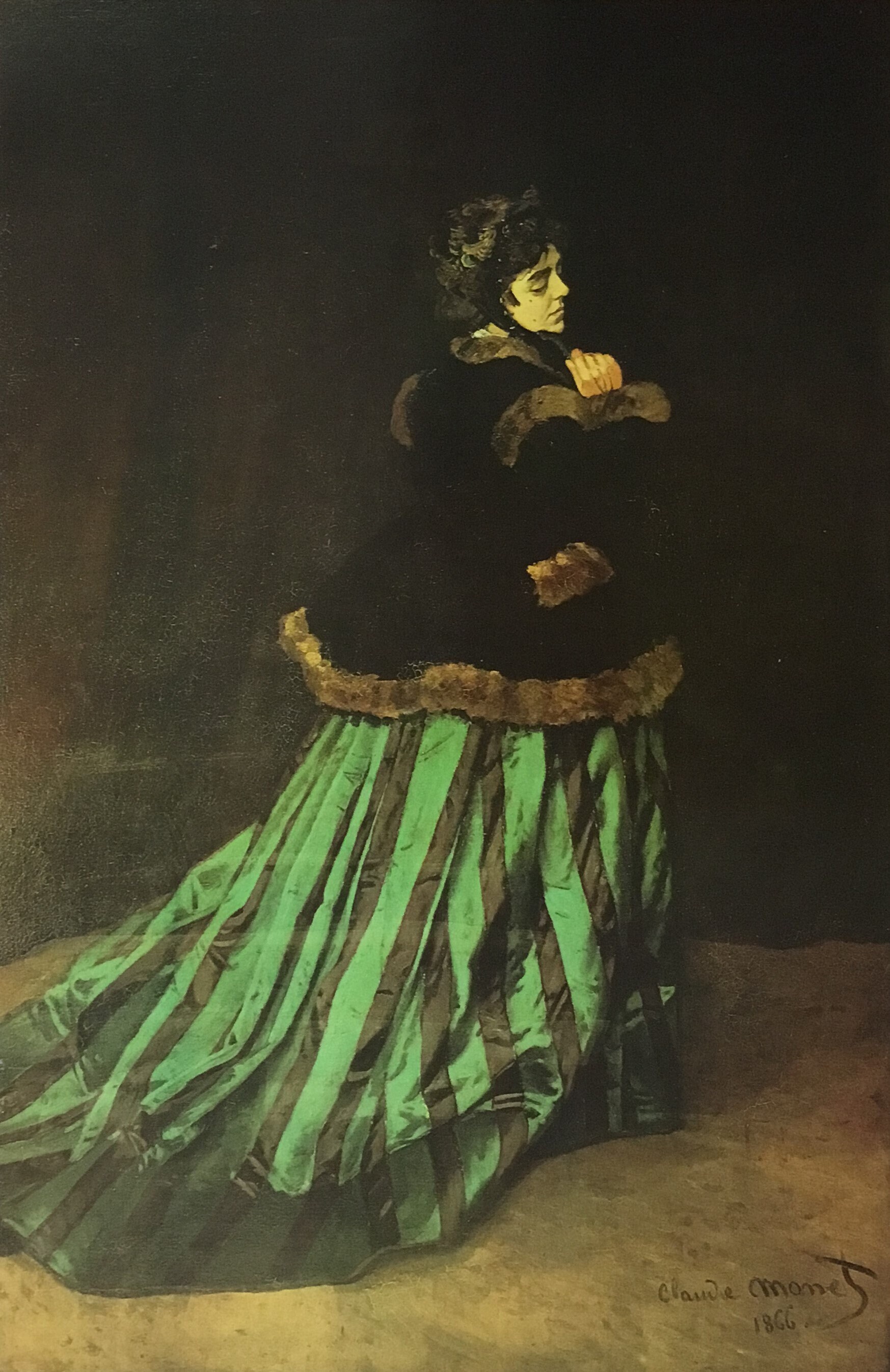 Claude Monet Camille in a Green Dress Custom Framed Print