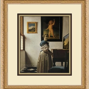 Johannes Vermeer Lady Standing by the Virginals Custom Framed Print