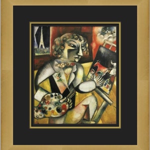 Marc Chagall Self-Portrait with Seven Fingers Custom Framed Print