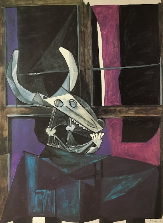 パブロ・ピカソ 牛の頭蓋骨のある静物画 カスタムフレームプリント