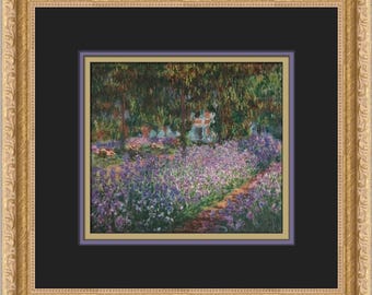 Claude Monet Irises in Monet's Garden Custom Framed Print