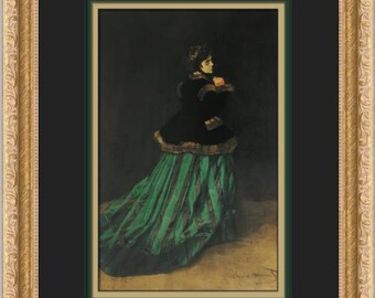 Claude Monet Camille in a Green Dress Custom Framed Print